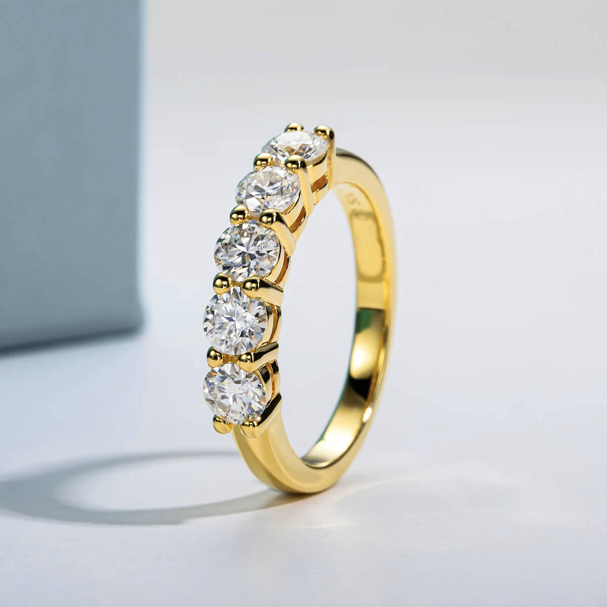 Anel Prata 925 Aparador Moissanite 5 Pontas