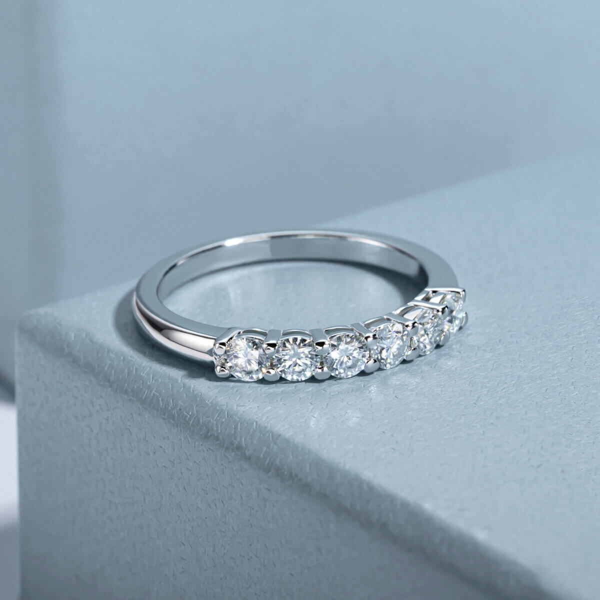 Anel Prata 925 Aparador Moissanite 6 Pontas