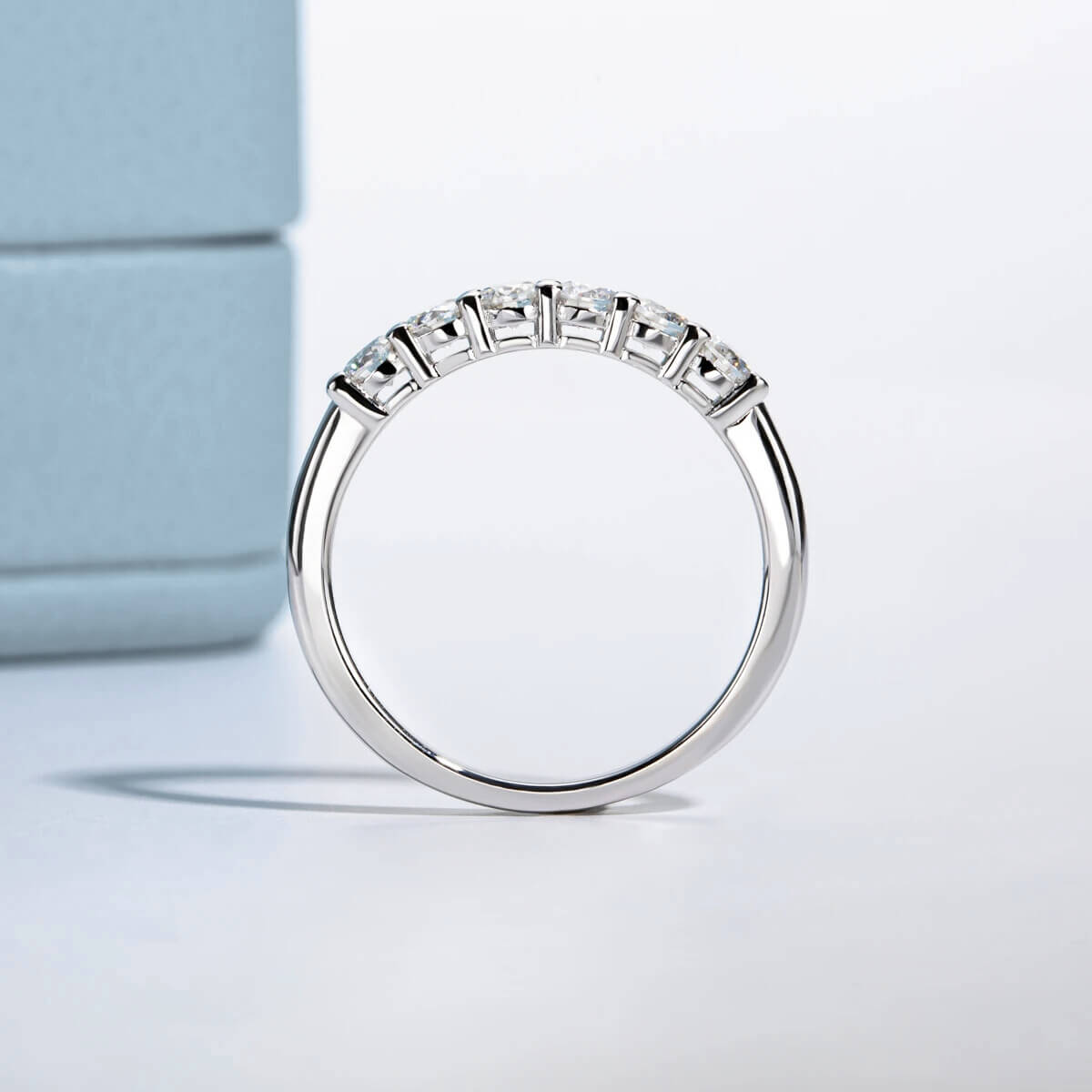 Anel Prata 925 Aparador Moissanite 6 Pontas