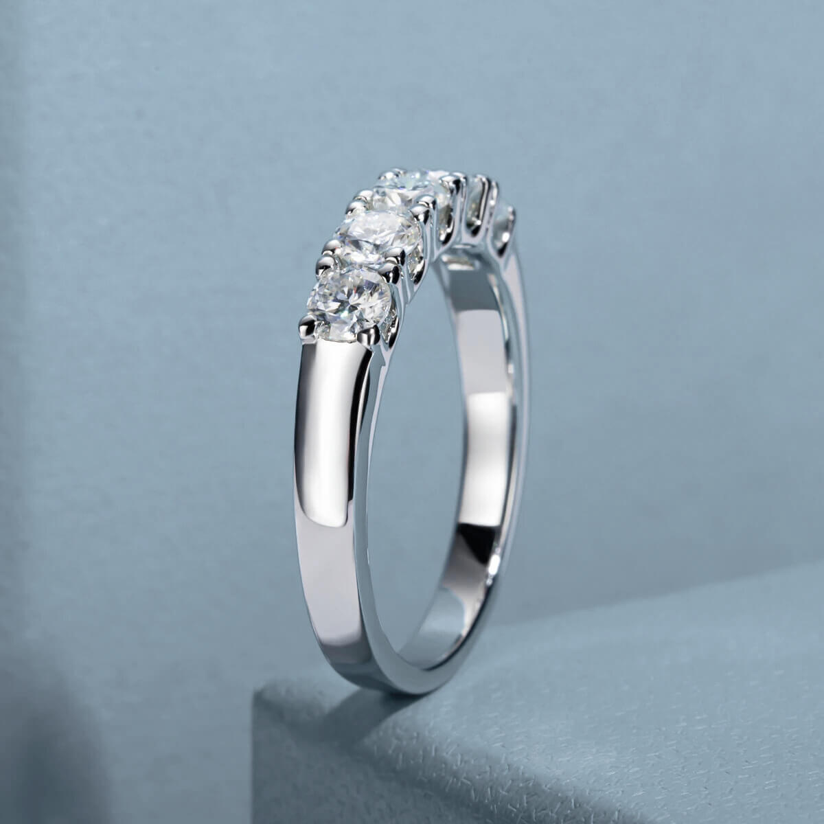 Anel Prata 925 Aparador Moissanite 6 Pontas