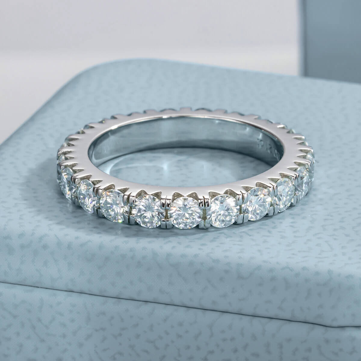 Anel Prata 925 Aliança Moissanite Cravejado