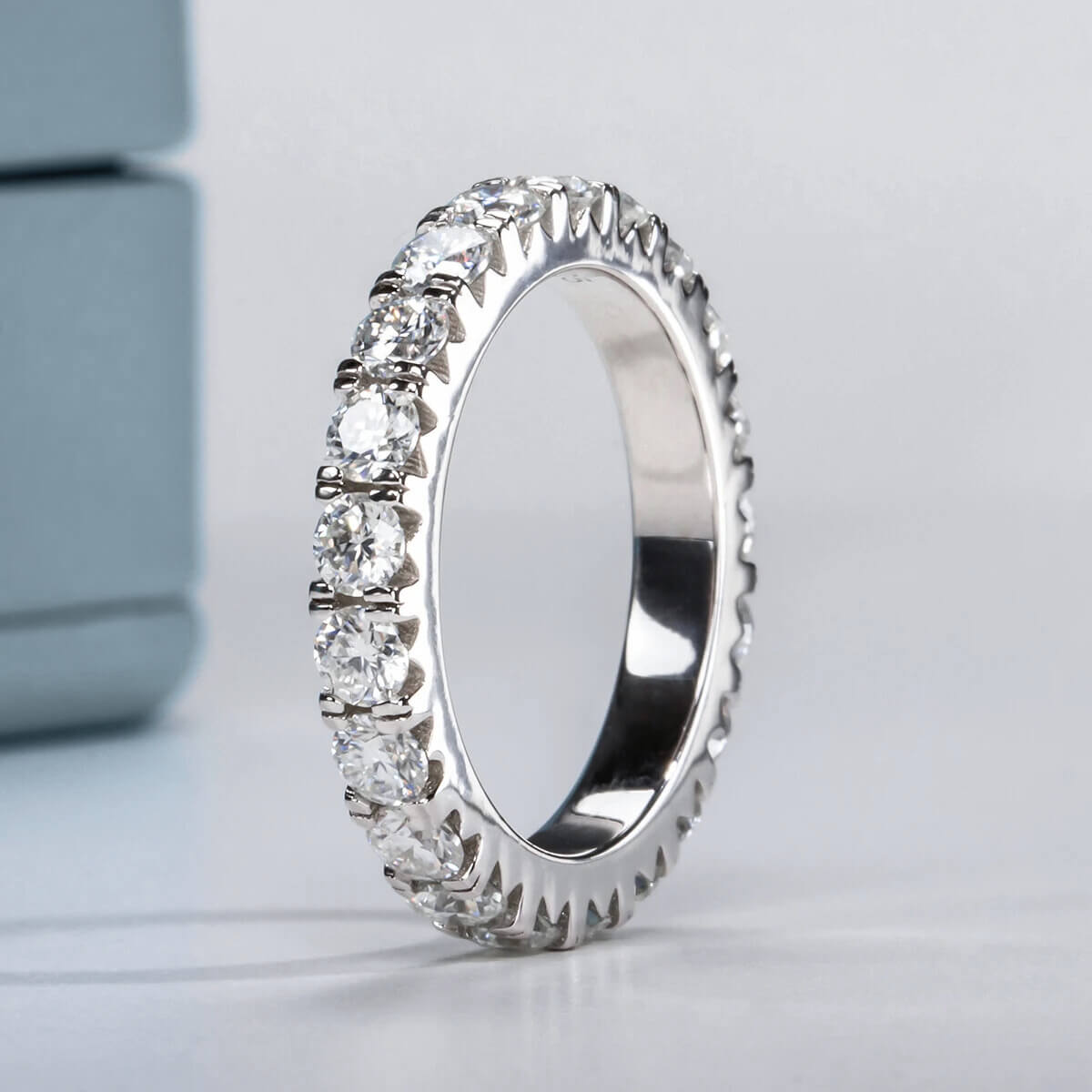 Anel Prata 925 Aliança Moissanite Cravejado