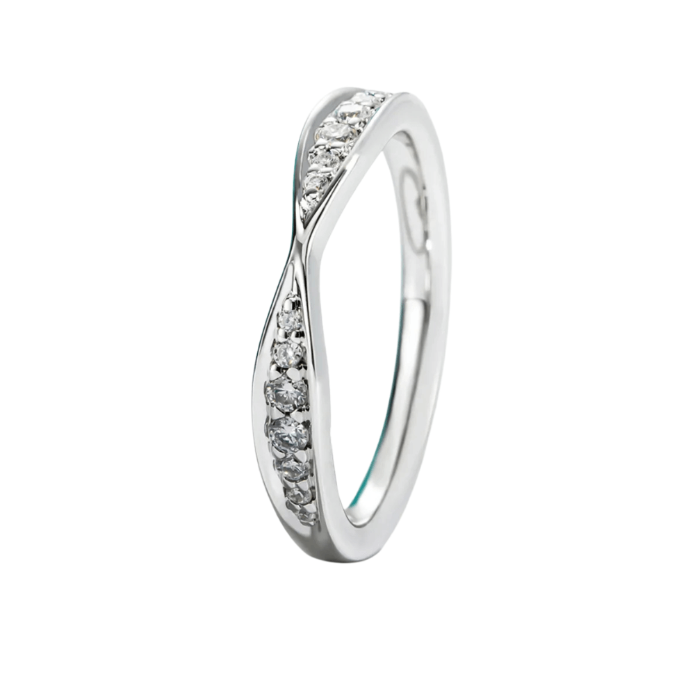 Anel Prata 925 Aparador Moissanite Trançado