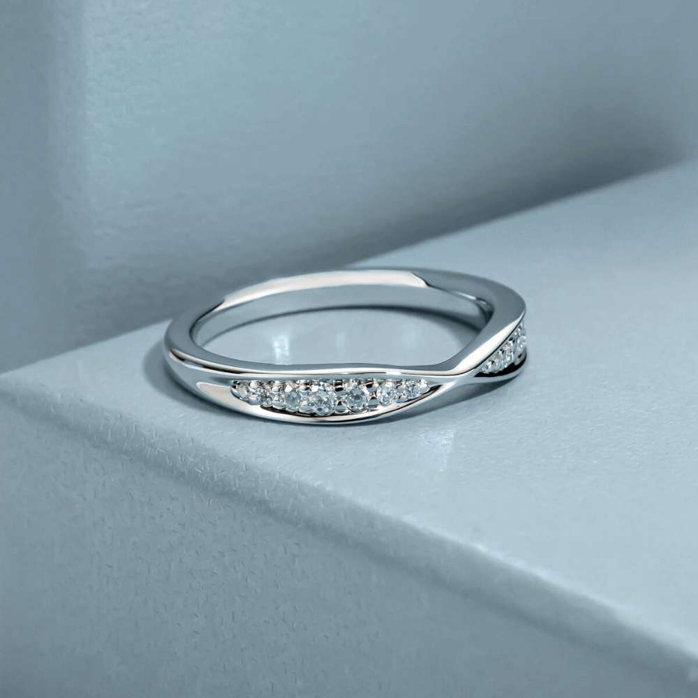 Anel Prata 925 Aparador Moissanite Trançado