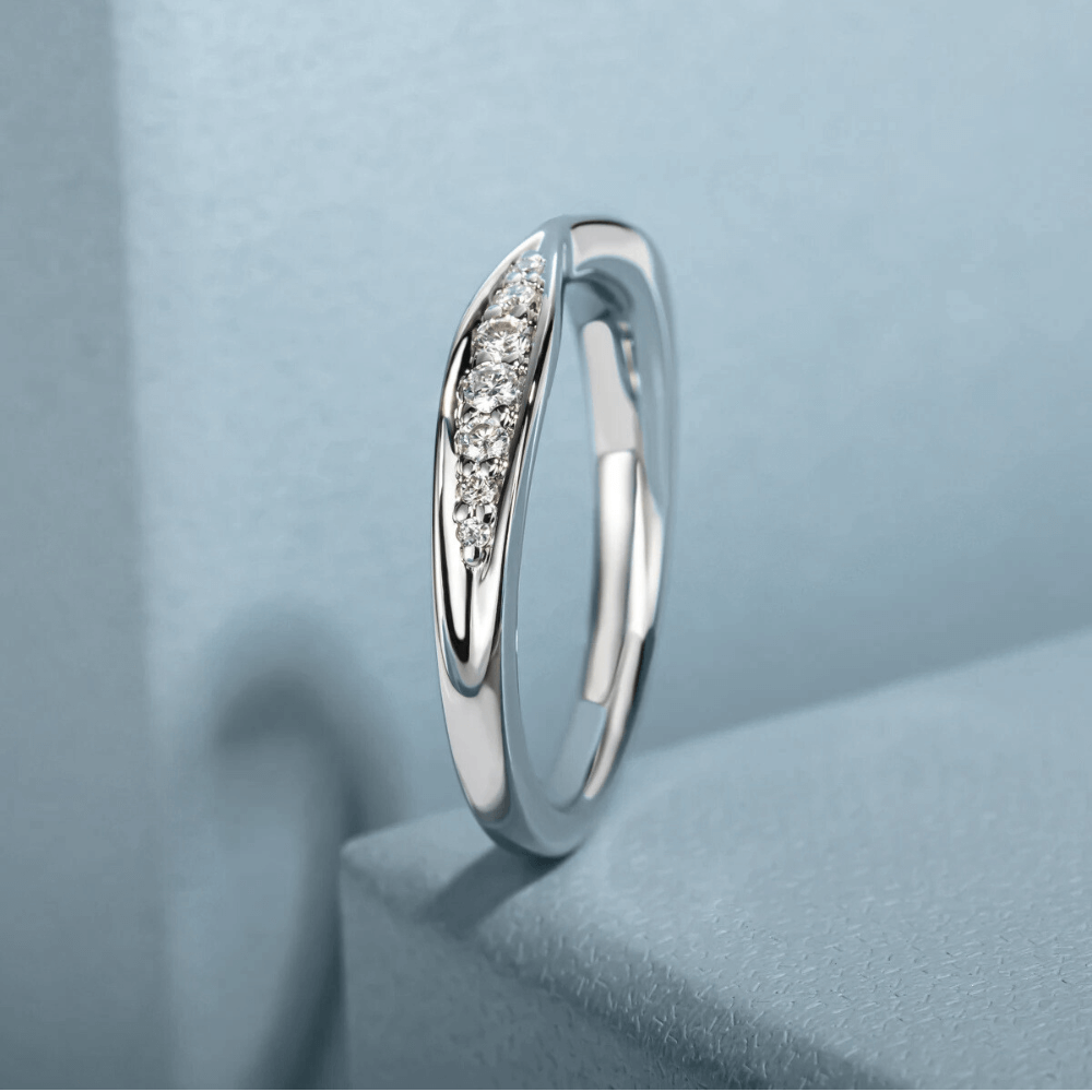 Anel Prata 925 Aparador Moissanite Trançado