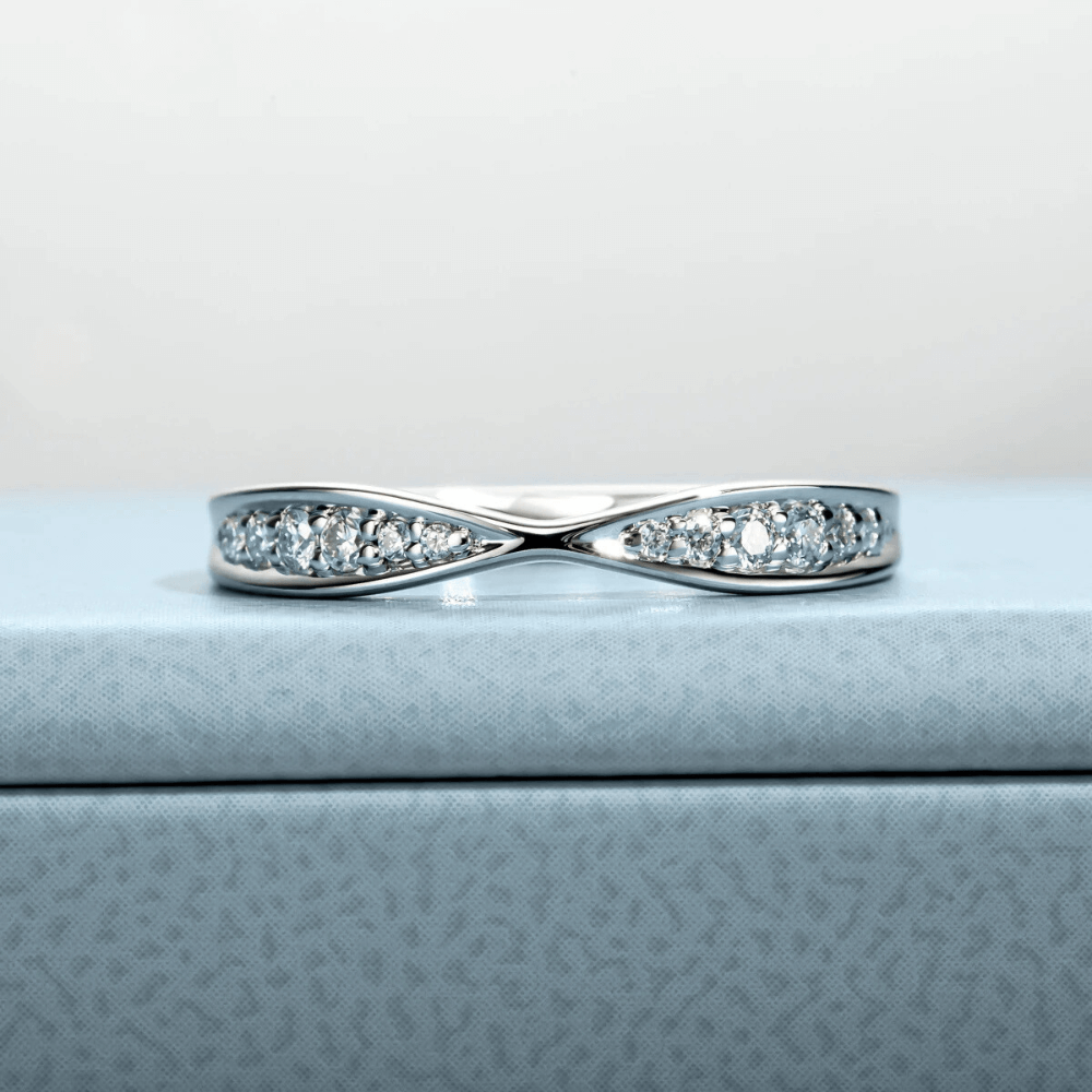 Anel Prata 925 Aparador Moissanite Trançado