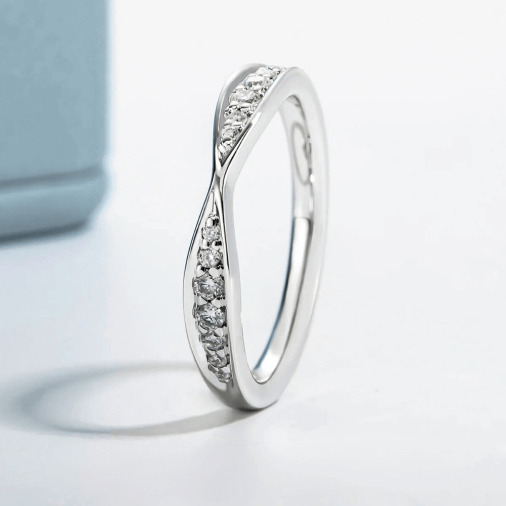 Anel Prata 925 Aparador Moissanite Trançado