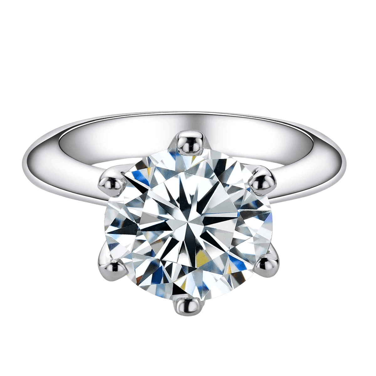 Anel Prata 925 Solitário Moissanite Clássico Grand