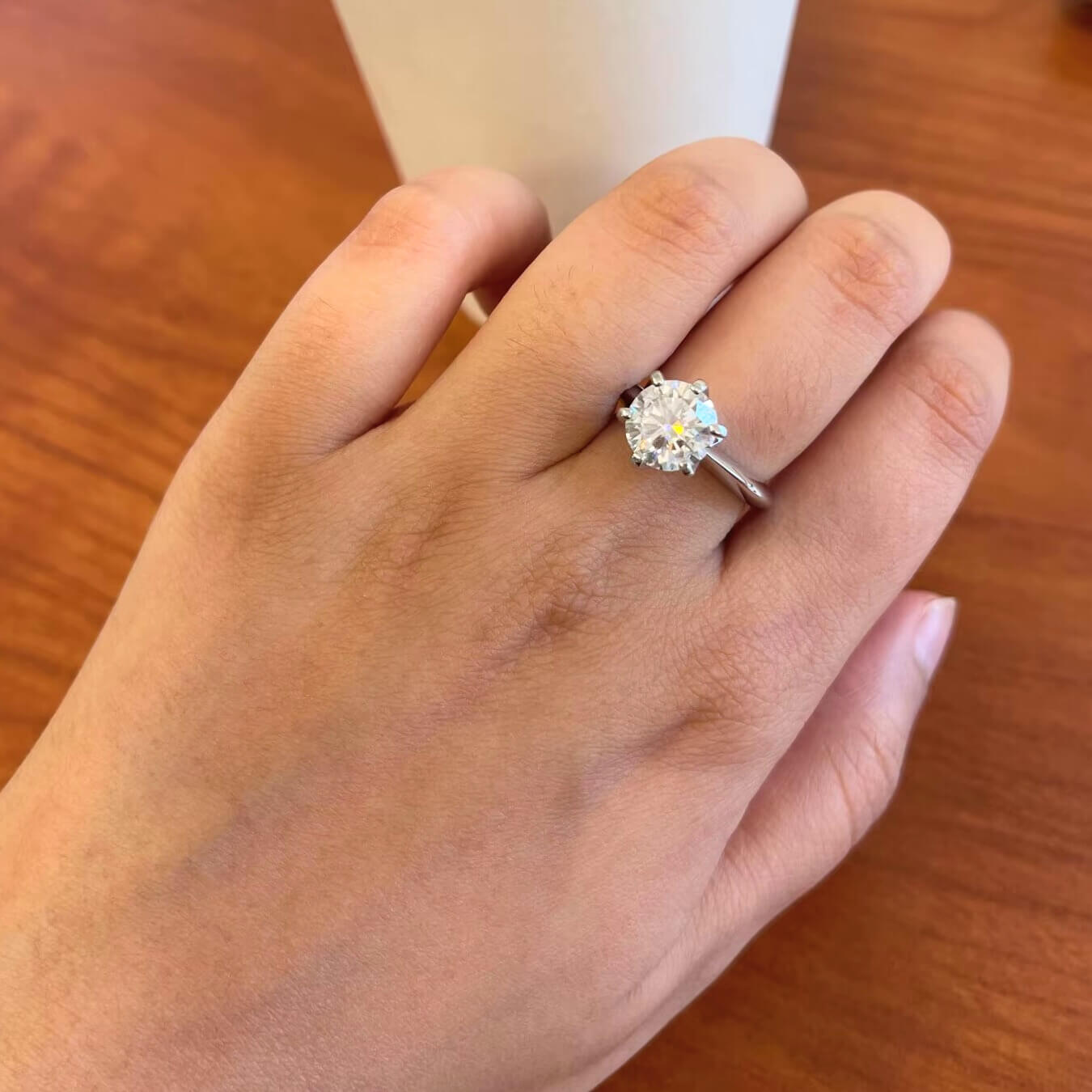 Anel Prata 925 Solitário Moissanite Clássico Grand