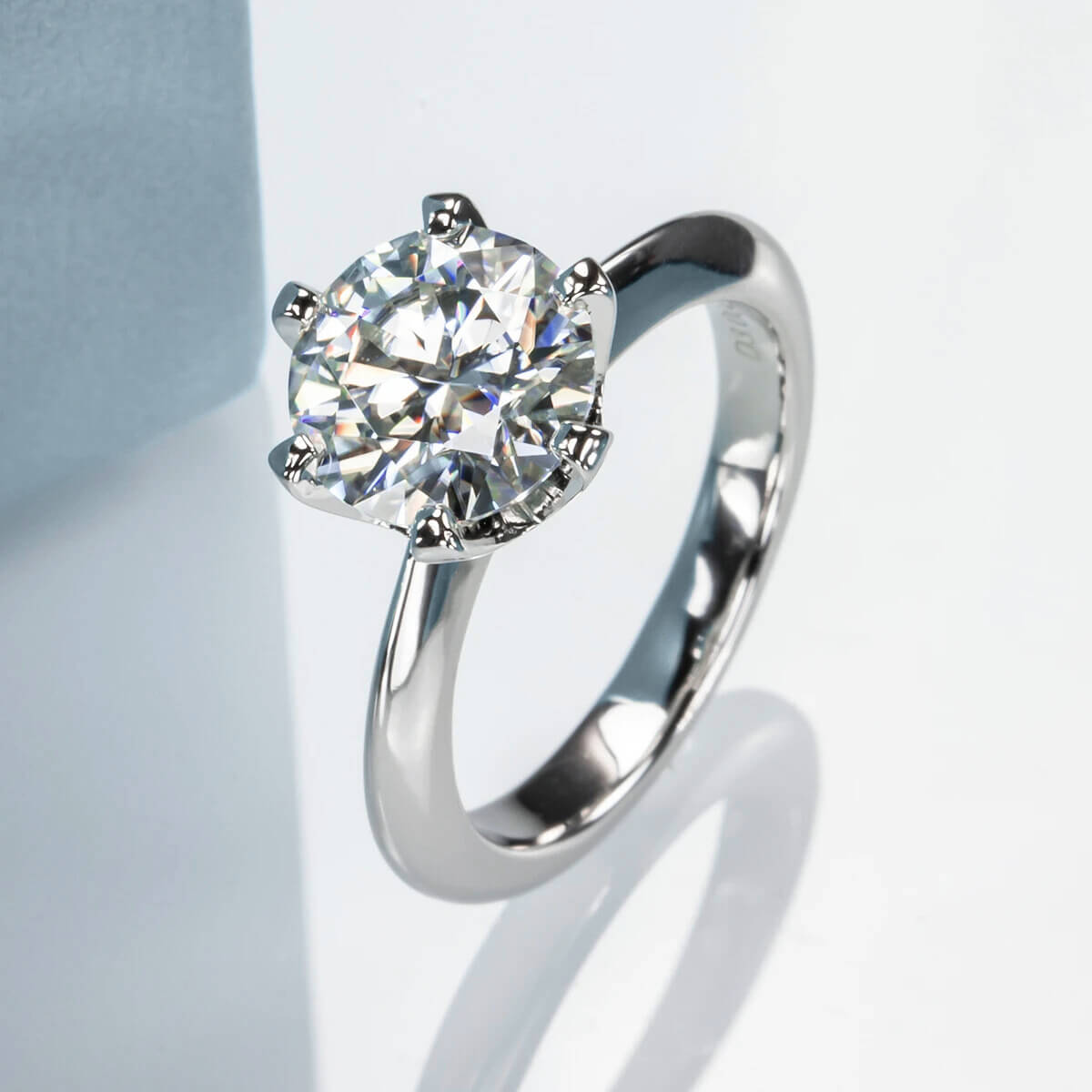 Anel Prata 925 Solitário Moissanite Clássico Grand