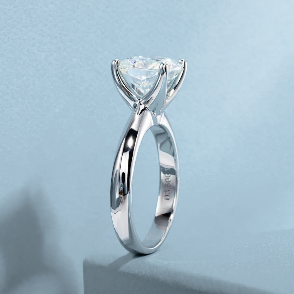 Anel Prata 925 Solitário Moissanite Corte Almofada Clássico