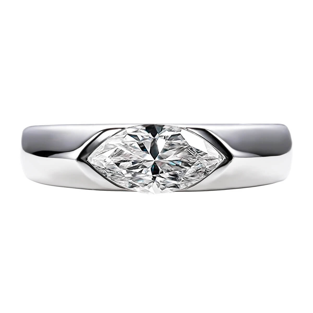 Anel Prata 925 Moissanite Corte Marquise