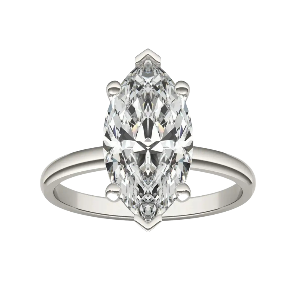 Anel Prata 925 Solitário Moissanite Corte Marquise Clássico