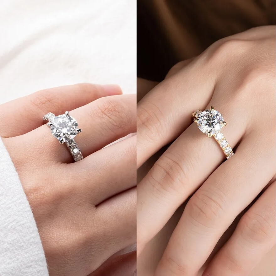 Anel Prata 925 Solitário Moissanite Cravejado