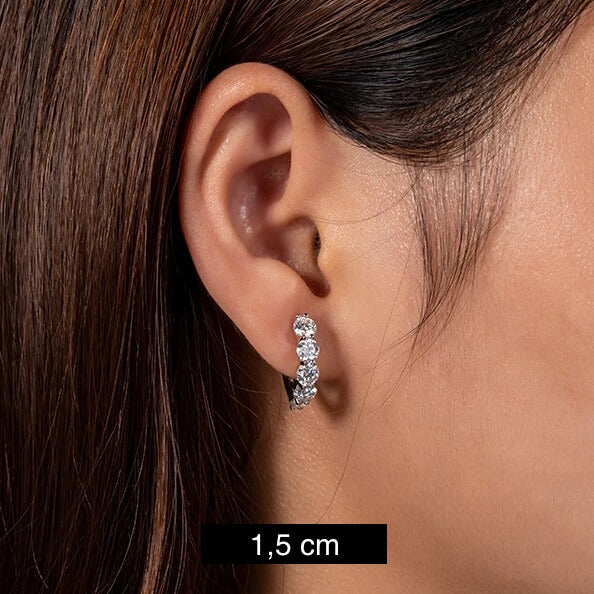 Brinco Prata 925 Moissanite Argola 5 Pontas