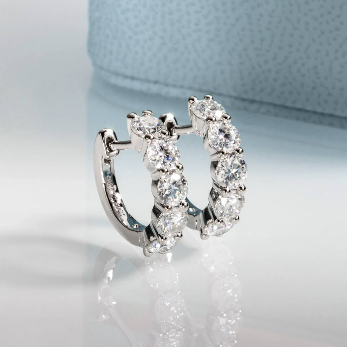 Brinco Prata 925 Moissanite Argola 5 Pontas