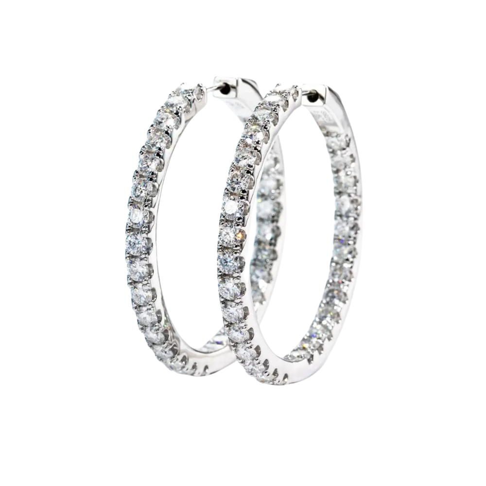 Brinco Prata 925 Moissanite Argola Cravejada