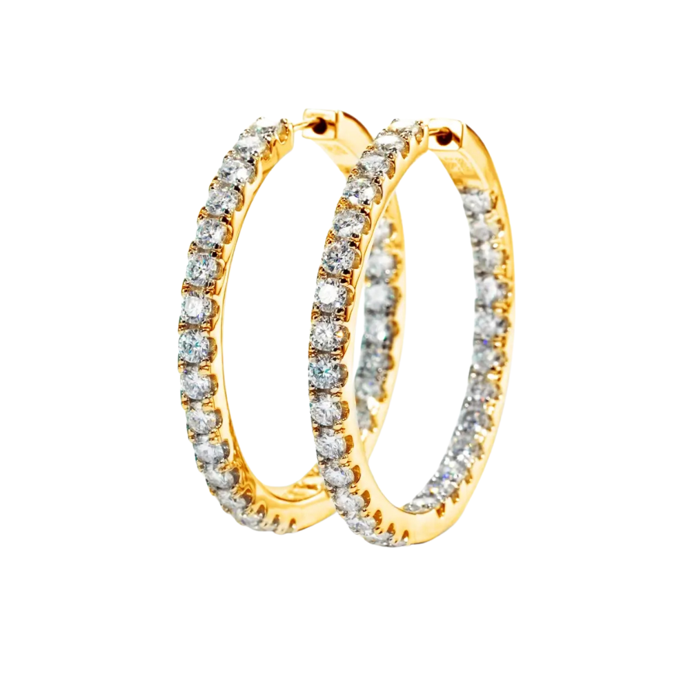 Brinco Prata 925 Moissanite Argola Cravejada