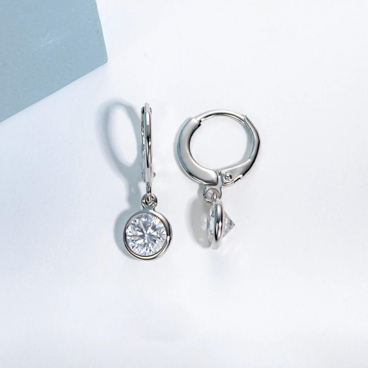 Brinco Prata 925 Moissanite Argola Ponto de Luz