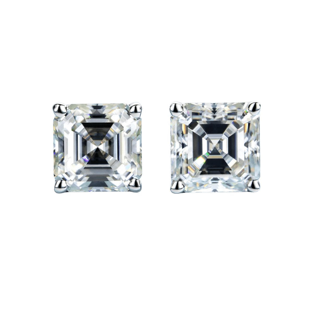 Brinco Prata 925 Moissanite Corte Asscher