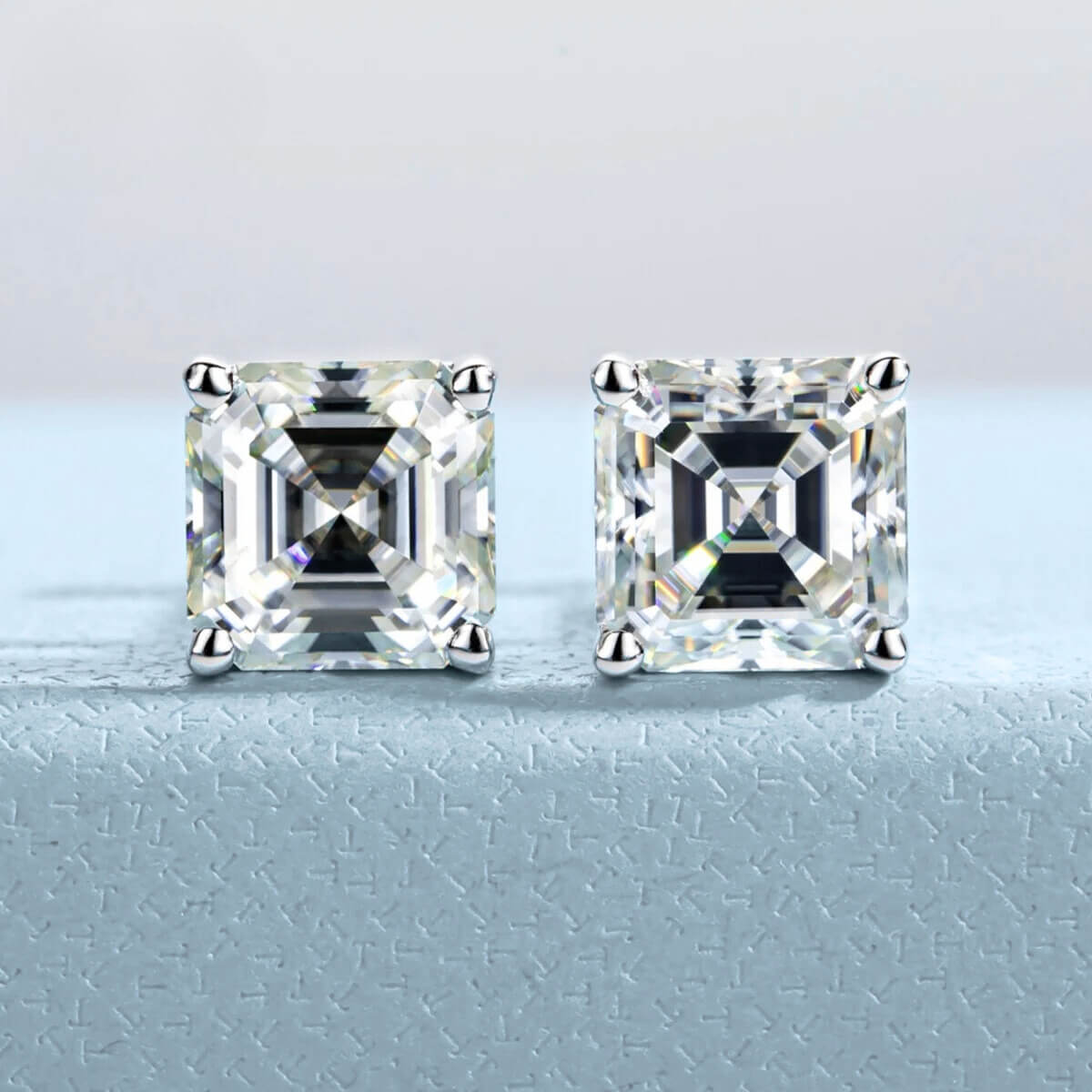 Brinco Prata 925 Moissanite Corte Asscher