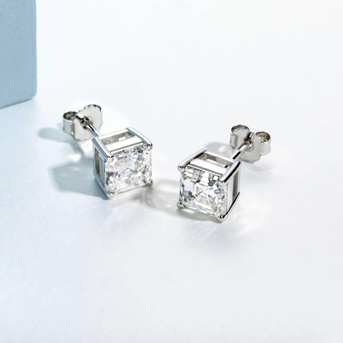 Brinco Prata 925 Moissanite Corte Asscher