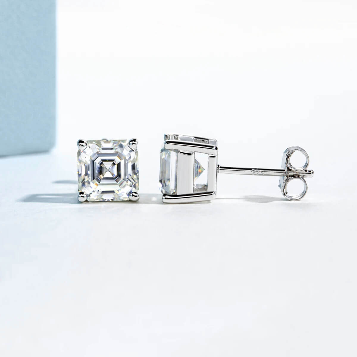 Brinco Prata 925 Moissanite Corte Asscher