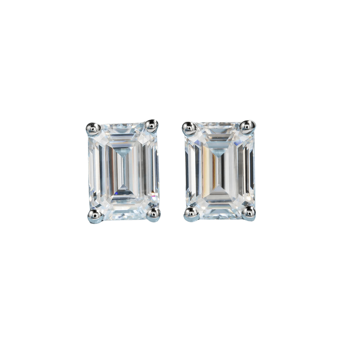 Brinco Prata 925 Moissanite Corte Esmeralda