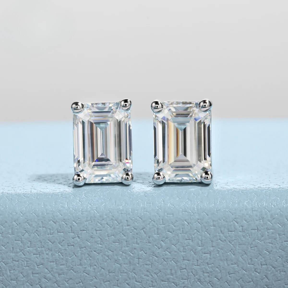 Brinco Prata 925 Moissanite Corte Esmeralda