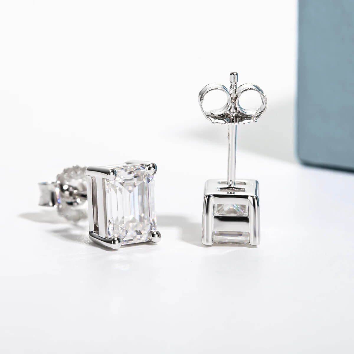 Brinco Prata 925 Moissanite Corte Esmeralda