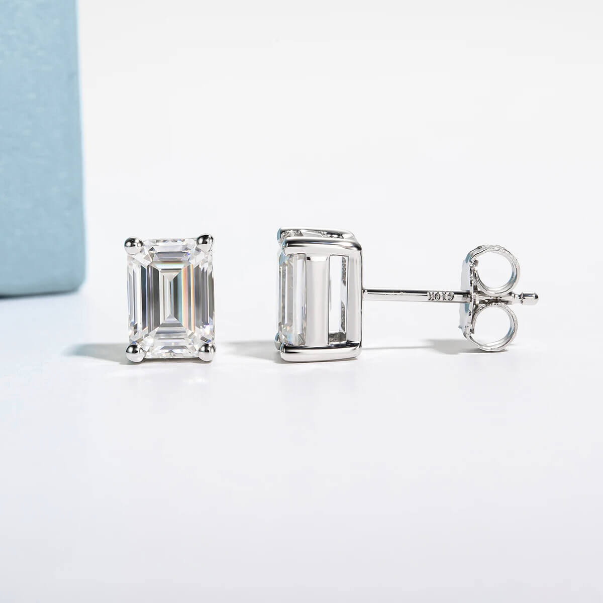 Brinco Prata 925 Moissanite Corte Esmeralda