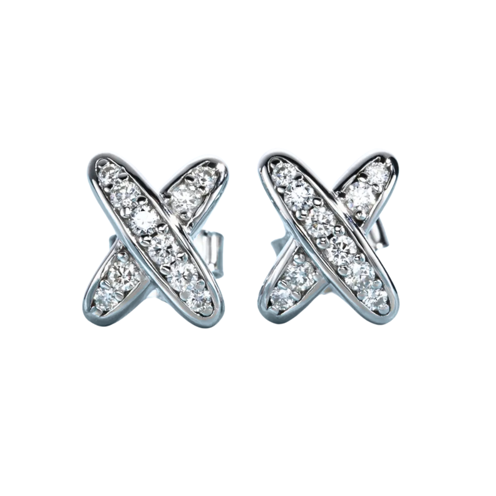 Brinco Prata 925 Moissanite Cruzada