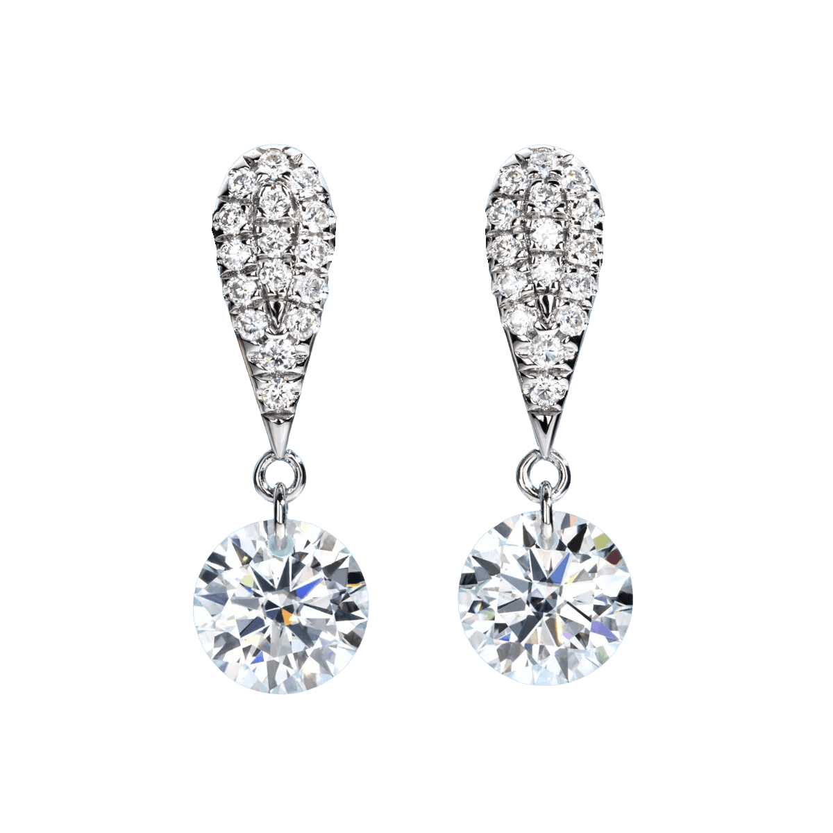 Brinco Prata 925 Moissanite Gota Cravejado