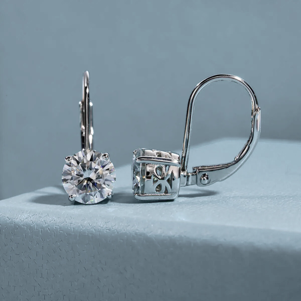 Brinco Prata 925 Moissanite Gota Pendente