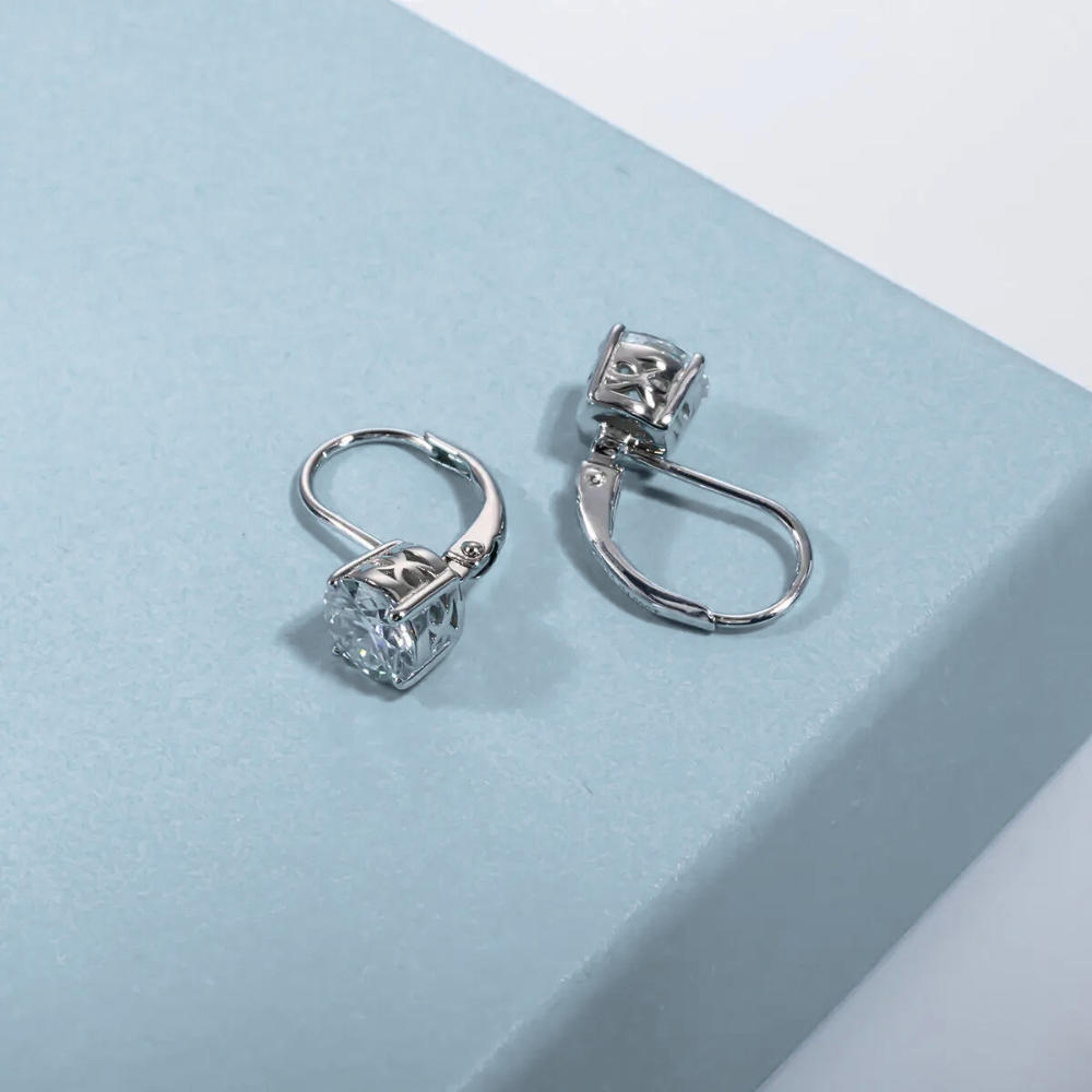 Brinco Prata 925 Moissanite Gota Pendente