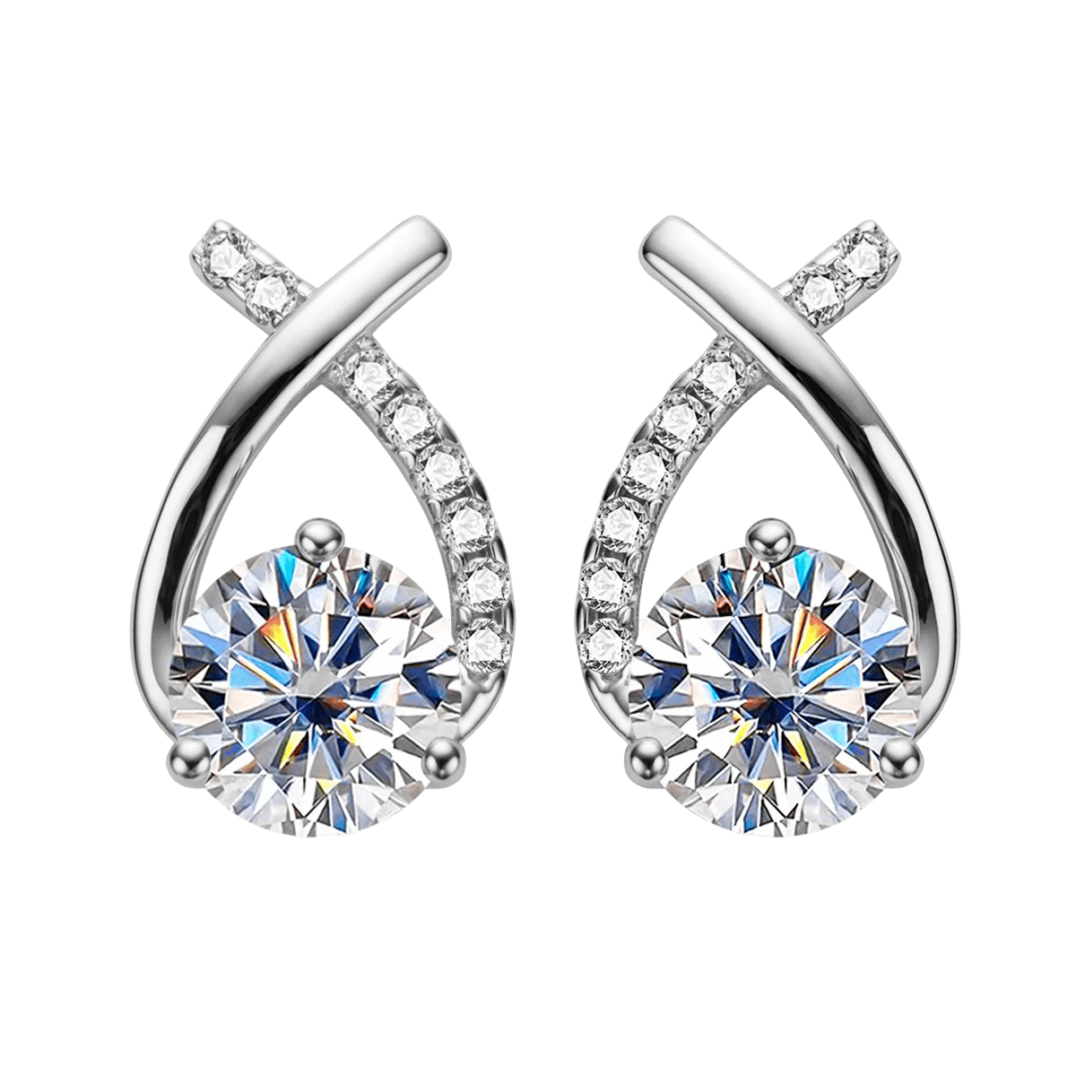 Brinco Prata 925 Moissanite Gota Trançada