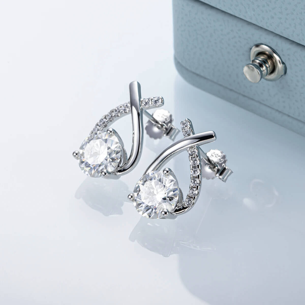 Brinco Prata 925 Moissanite Gota Trançada