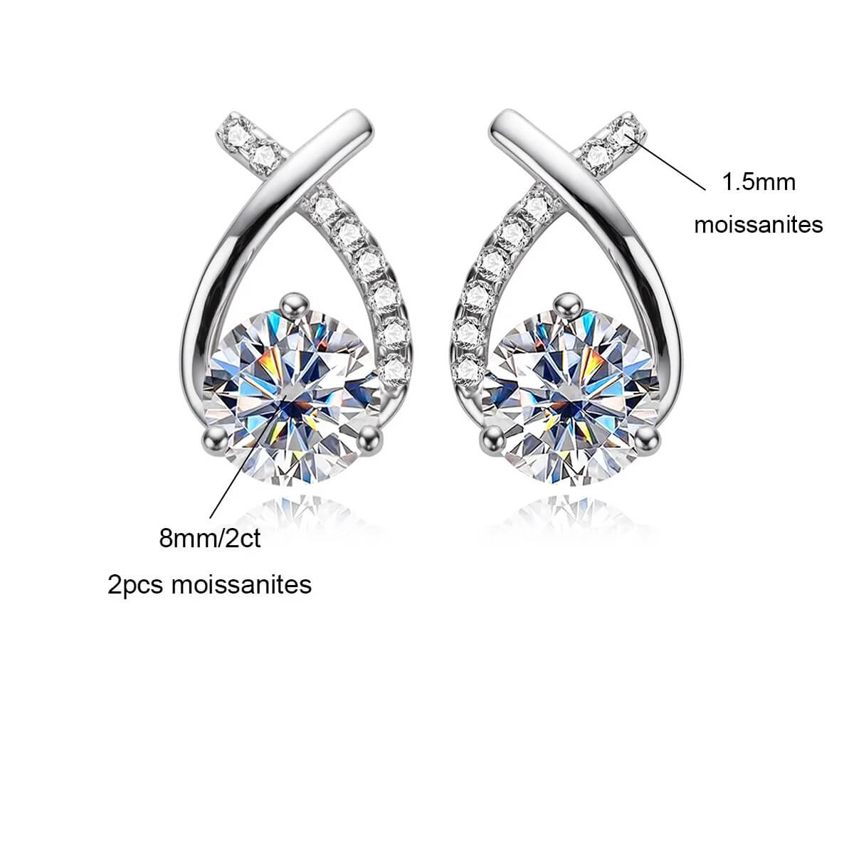 Brinco Prata 925 Moissanite Gota Trançada