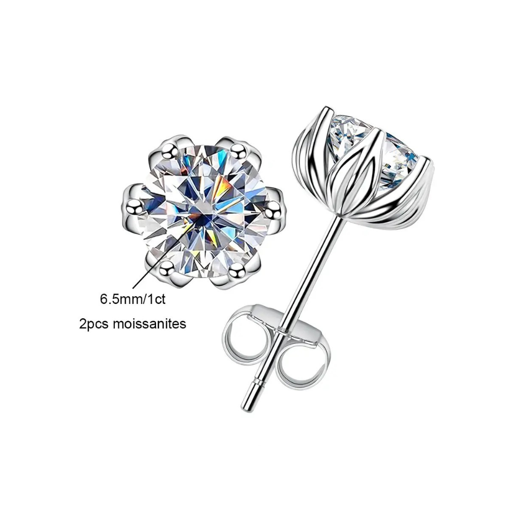 Brinco Prata 925 Moissanite Lótus