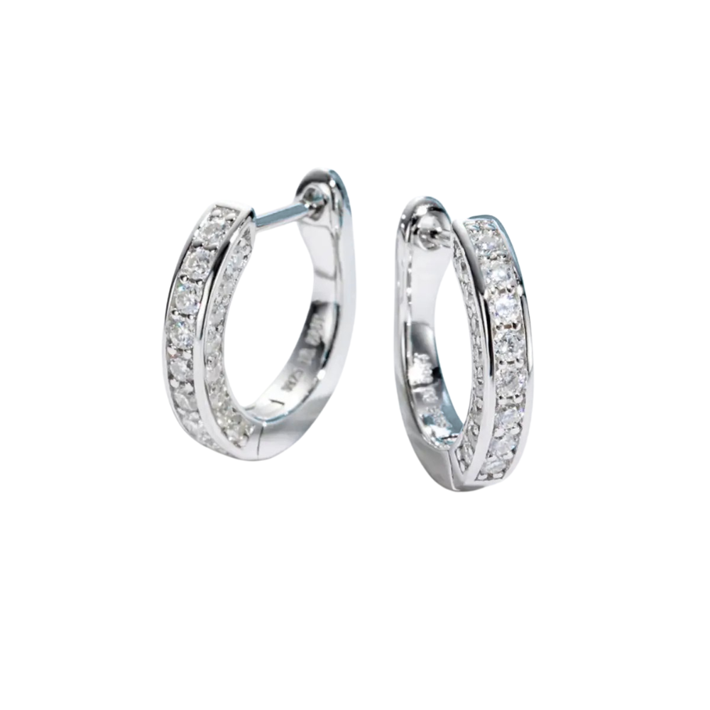 Brinco Prata 925 Moissanite Mini Argola Cravejada