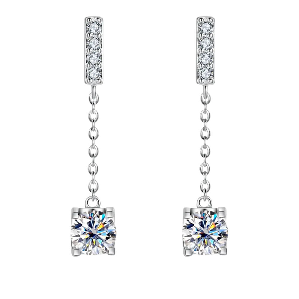 Brinco Prata 925 Moissanite Pendente Clássico