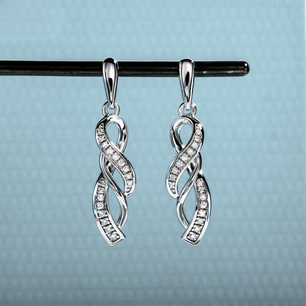 Brinco Prata 925 Moissanite Pendente Cravejado