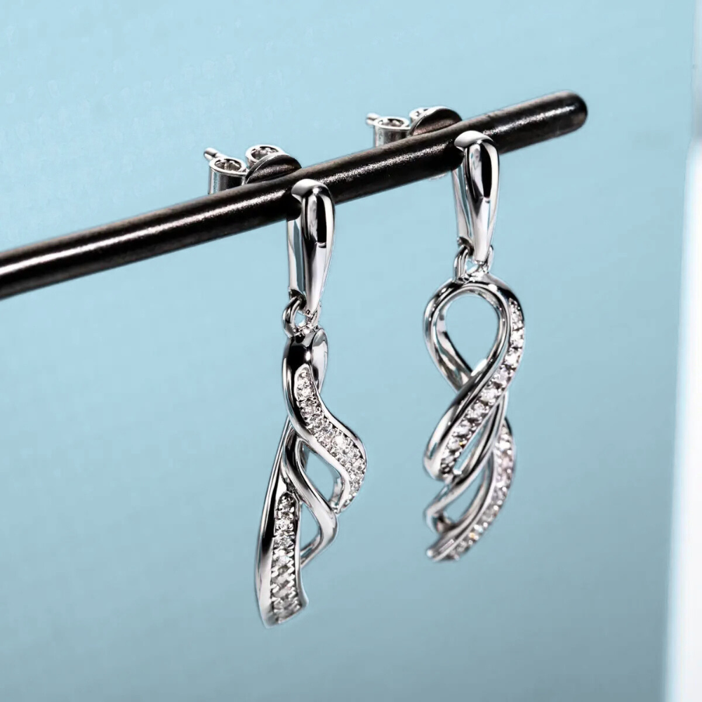 Brinco Prata 925 Moissanite Pendente Cravejado