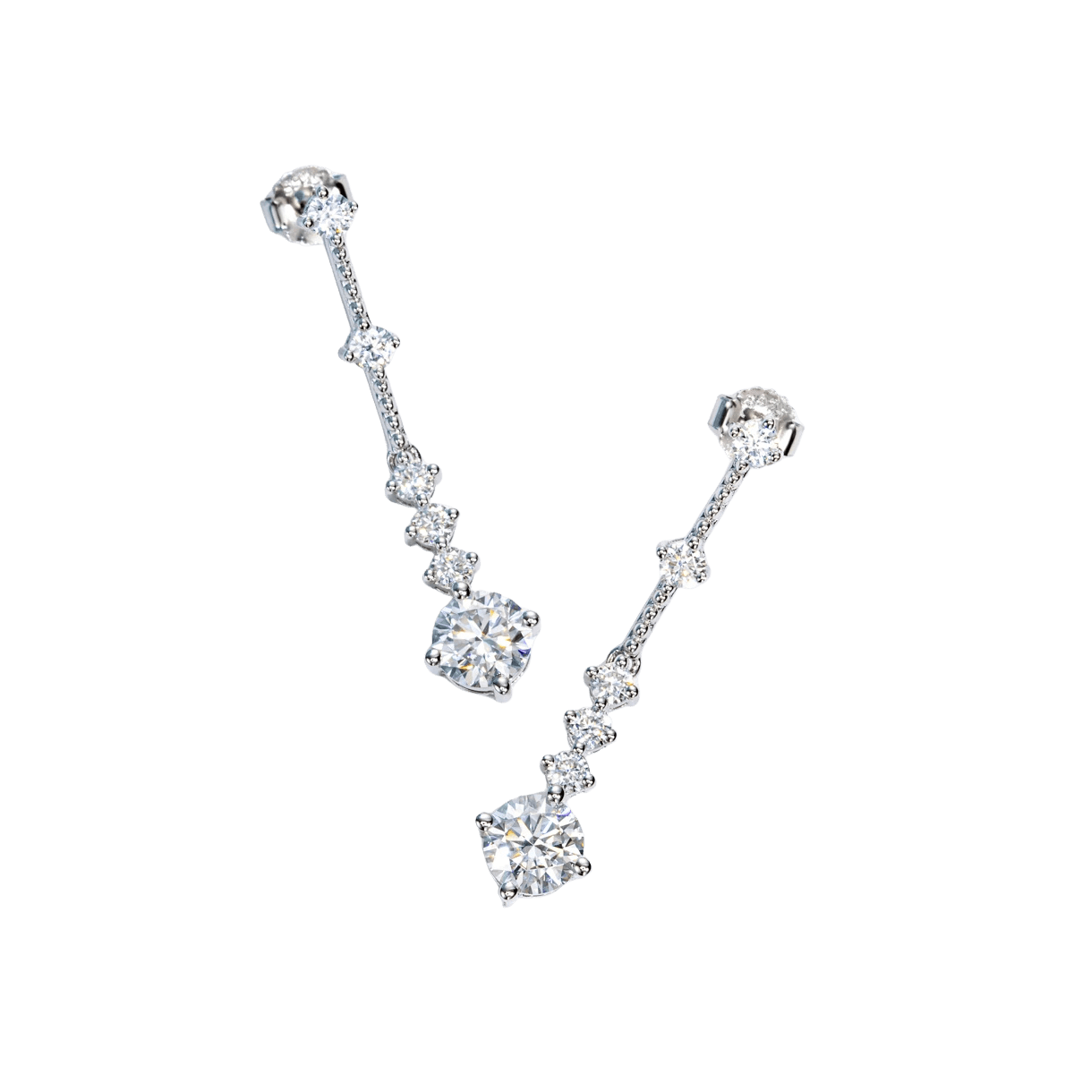 Brinco Prata 925 Moissanite Pêndulo e Pedras