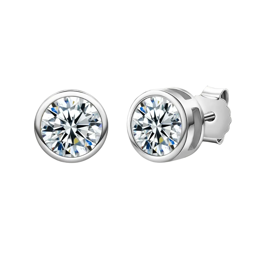 Brinco Prata 925 Moissanite Ponto de Luz Cravação Inglesa