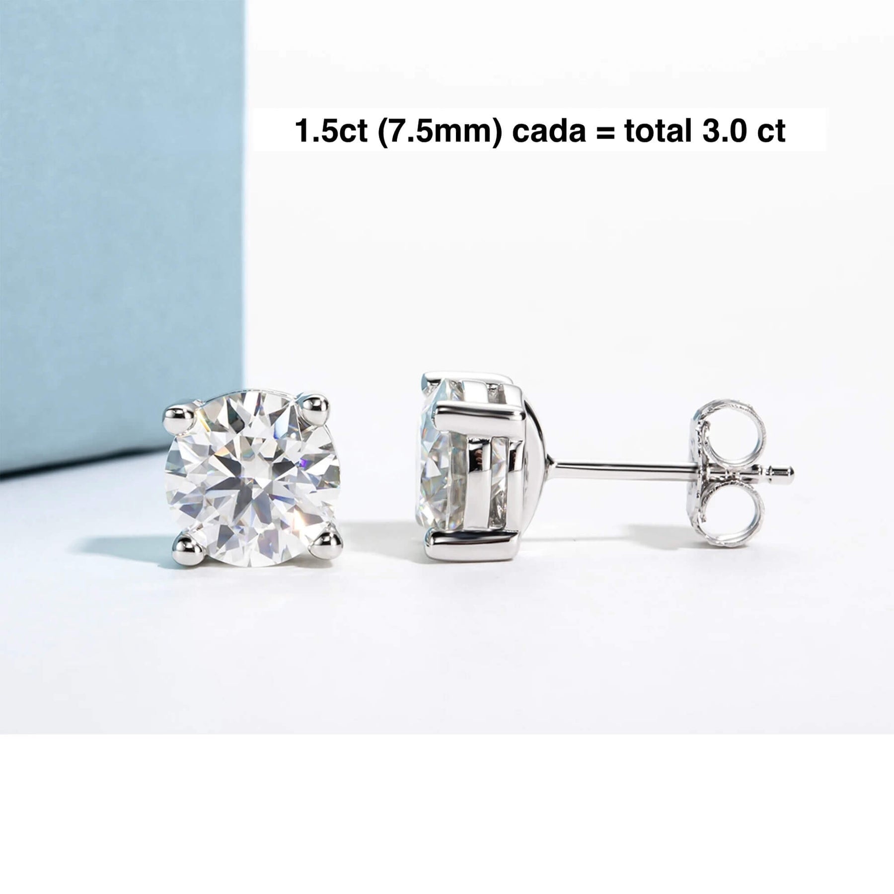 Brinco Prata 925 Moissanite Ponto de Luz