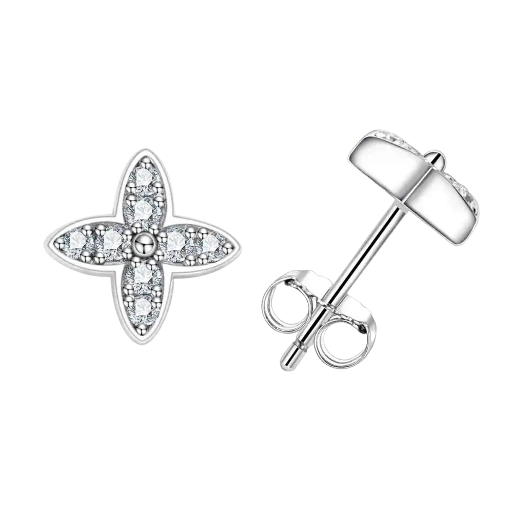 Brinco Prata 925 Moissanite Quatro Pontas