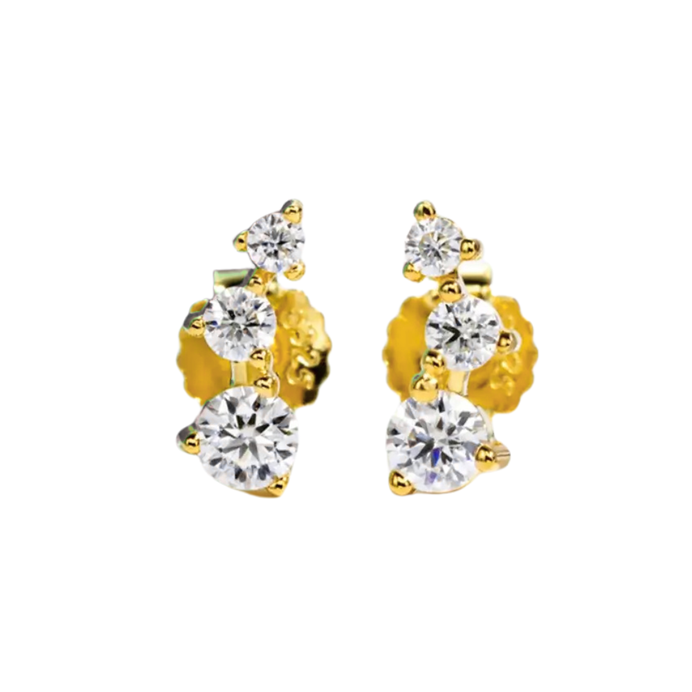 Brinco Prata 925 Moissanite Trio