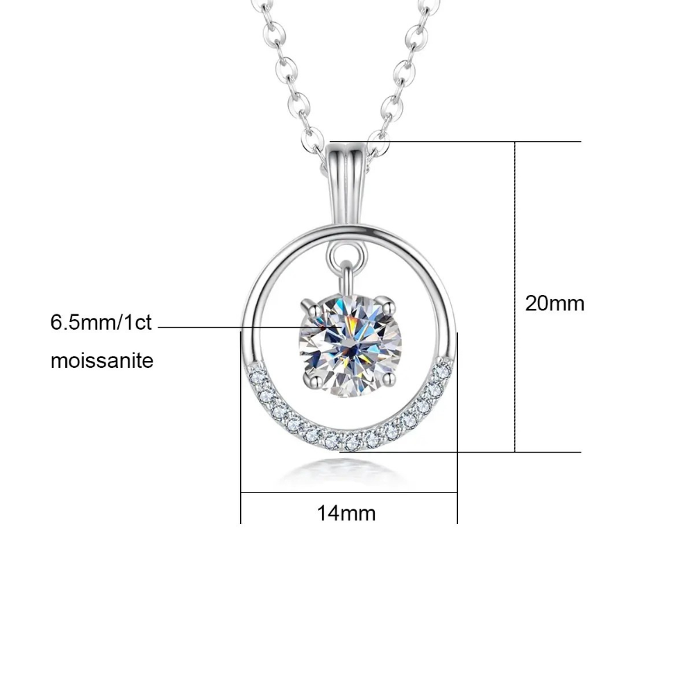 Colar Prata 925 Moissanite Círculo Cravejado