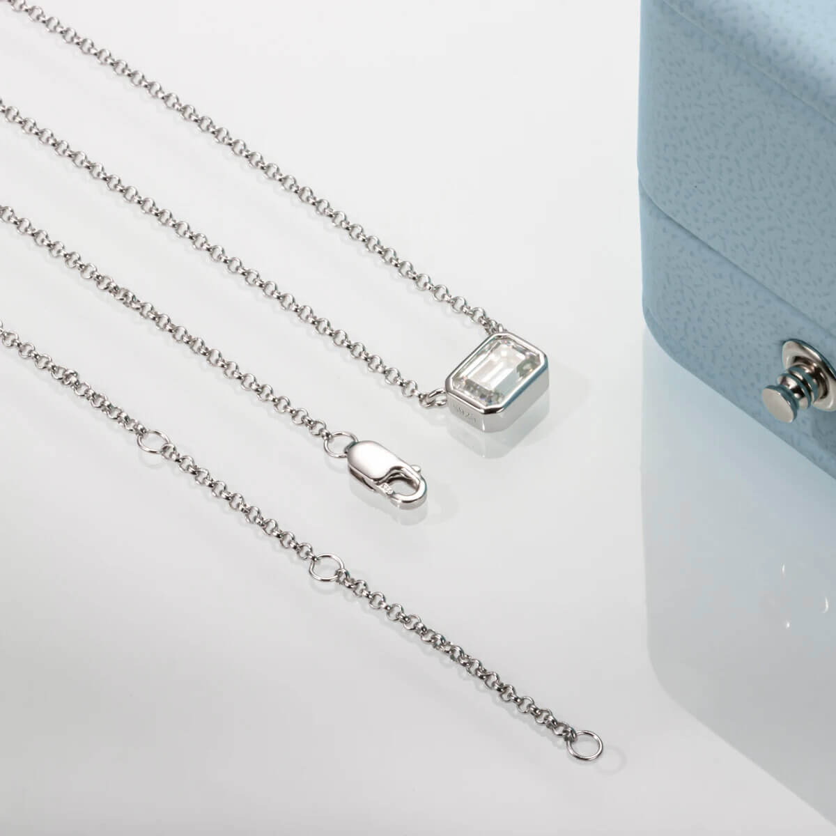 Colar Prata 925 Moissanite Corte Esmeralda